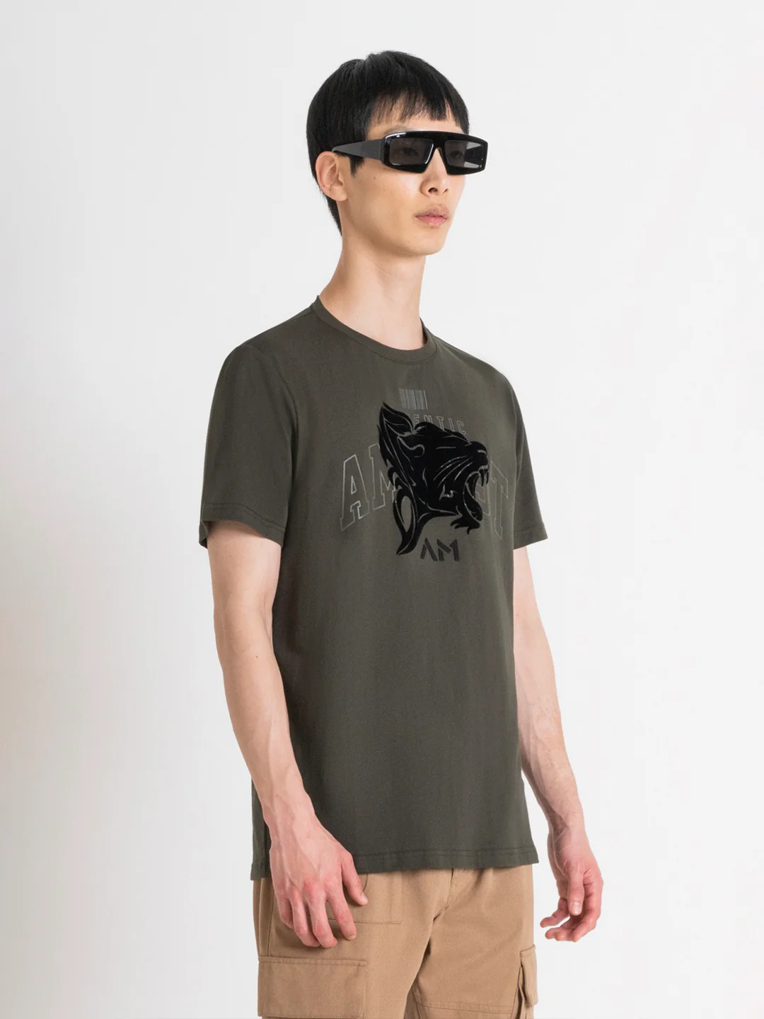 Antony Morato Men Green Printed Round Neck Short Sleeves Tshirt - Image 2