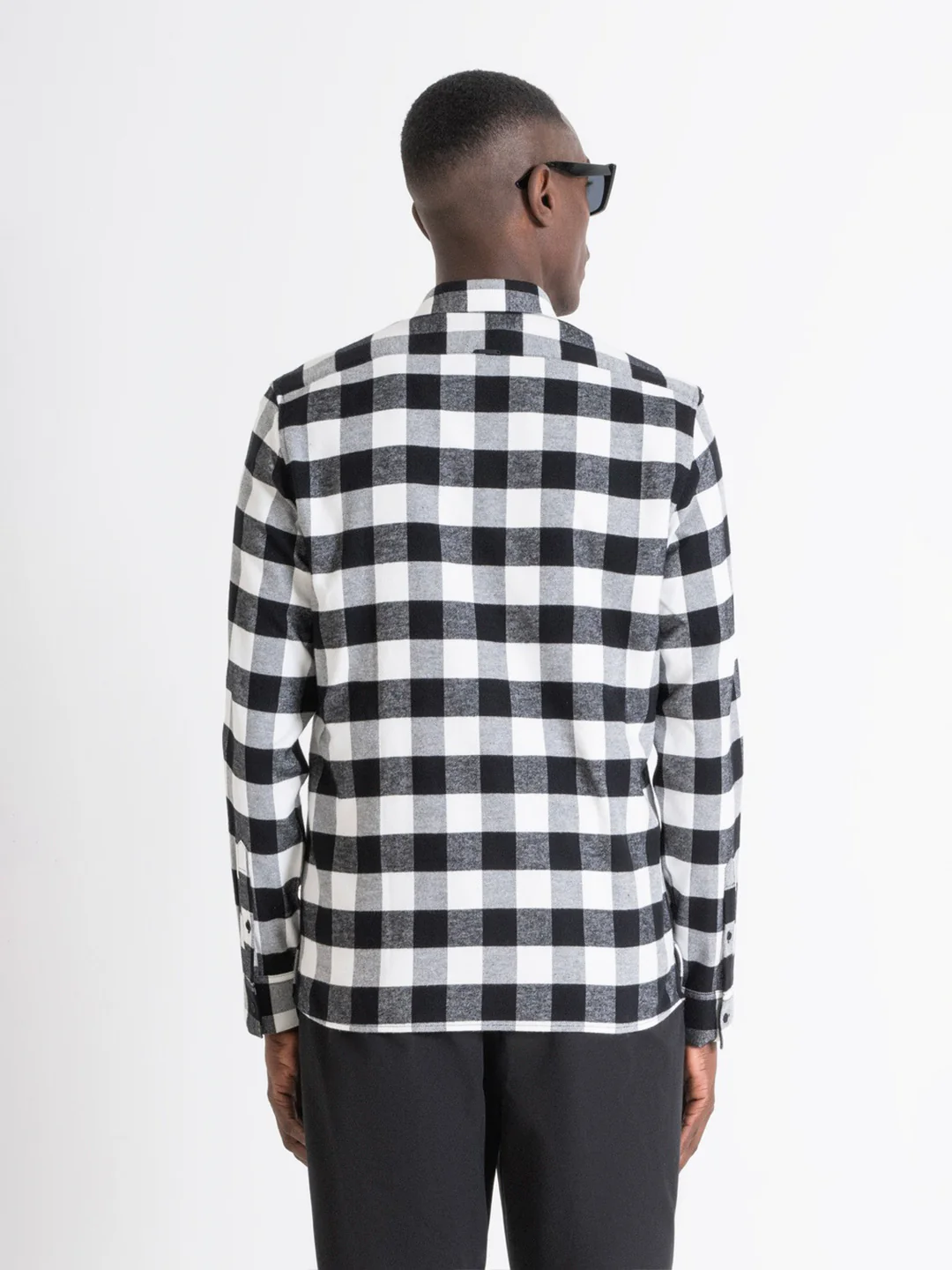 Antony Morato Men White Checked Spread Collar Full Sleeves Shirt - Image 2