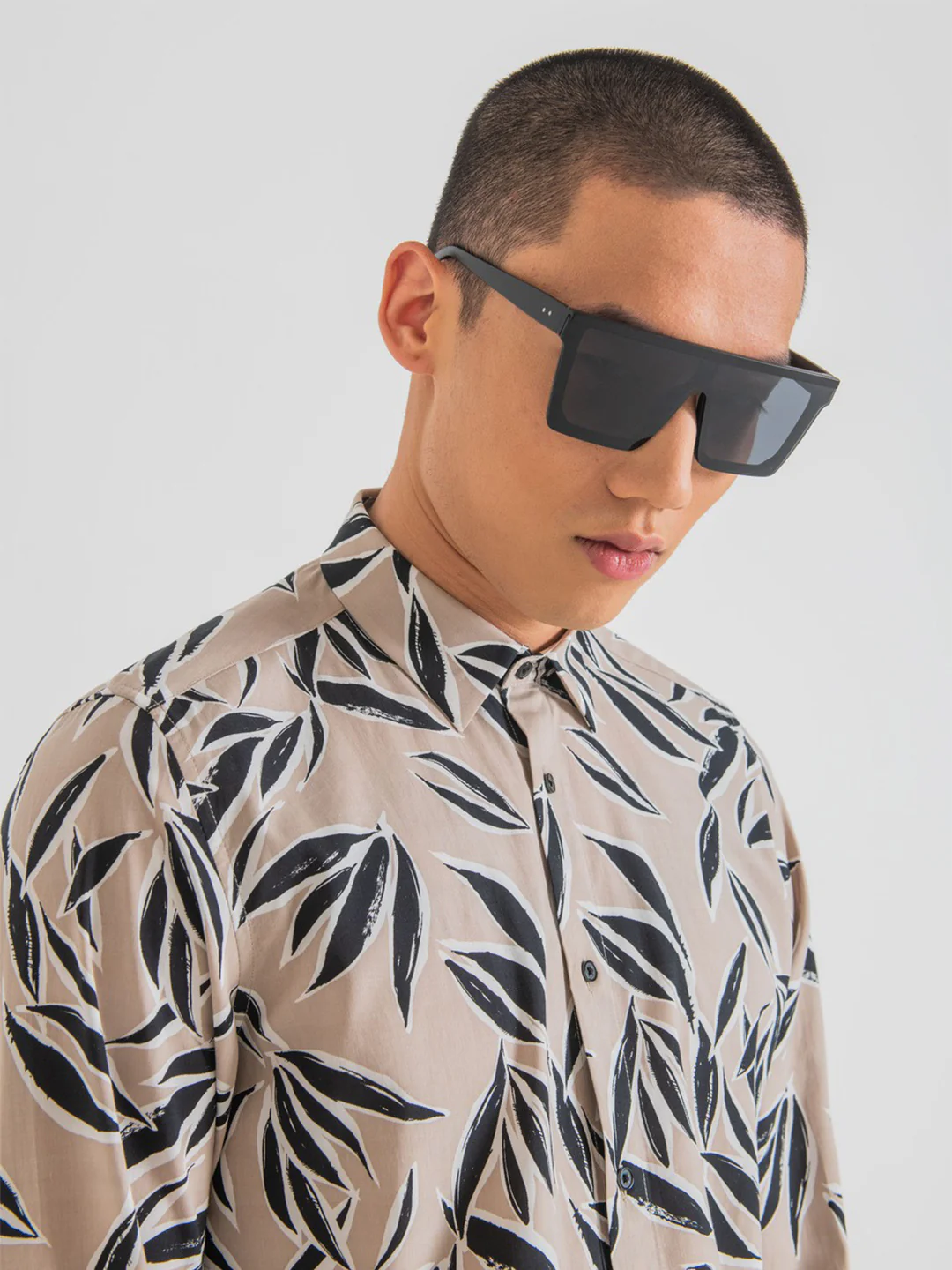 Antony Morato Men Beige Printed Spread Collar Full Sleeves Shirt - Image 3