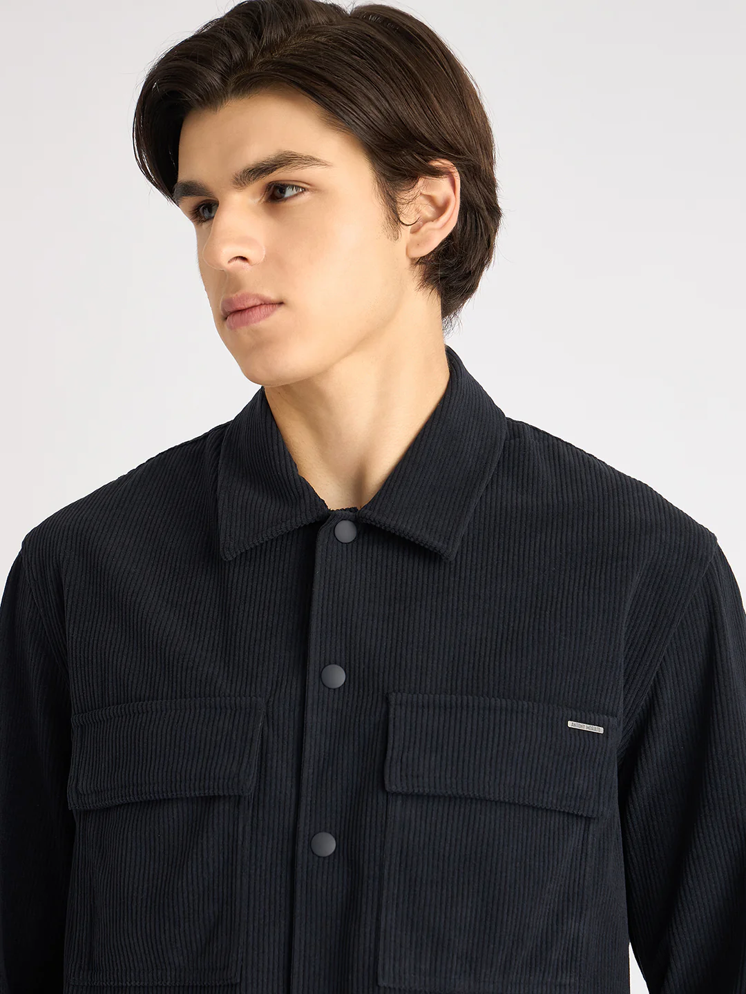 Antony Morato Men Blue Solid Spread Collar Full Sleeves Corduroy Shirt - Image 4