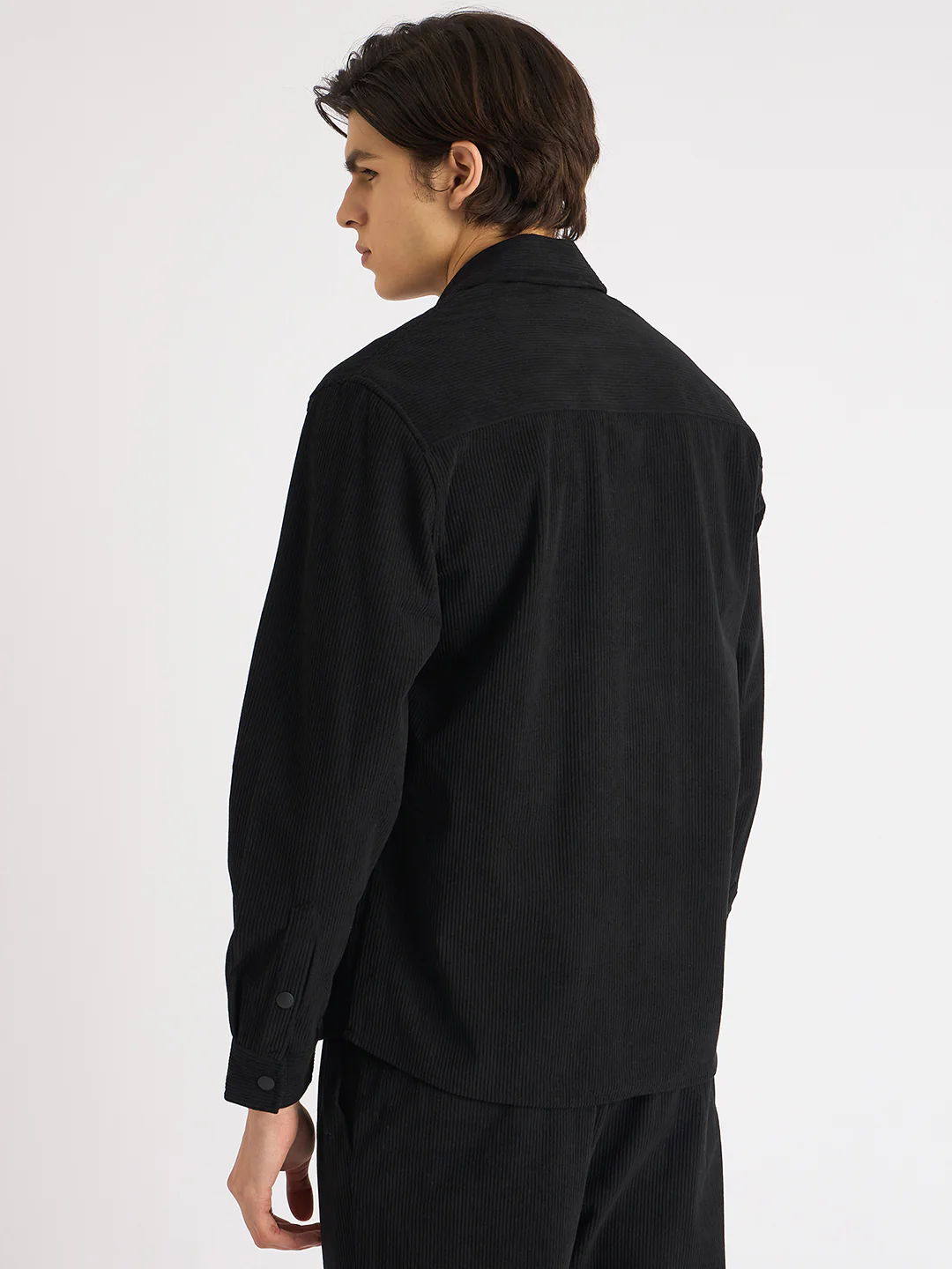 Antony Morato Men Black Solid Spread Collar Full Sleeves Corduroy Shirt - Image 3
