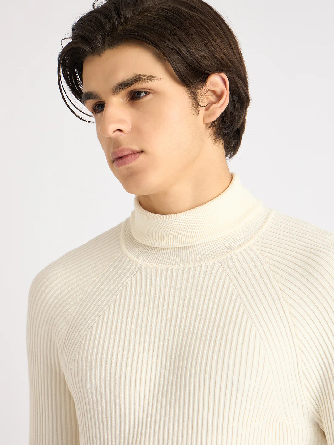 Antony Morato Men Cream Solid Turtle Neck Full Sleeves Sweater - Image 4