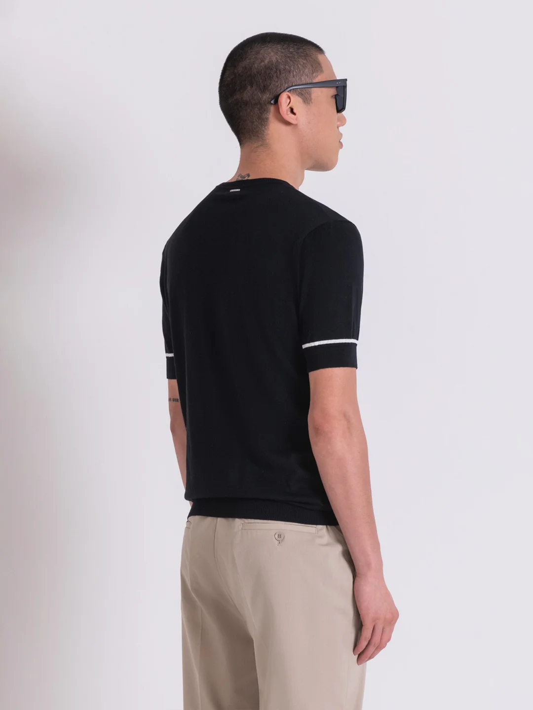 Antony Morato Men Black Solid Round Neck Short Sleeves Tshirt - Image 2