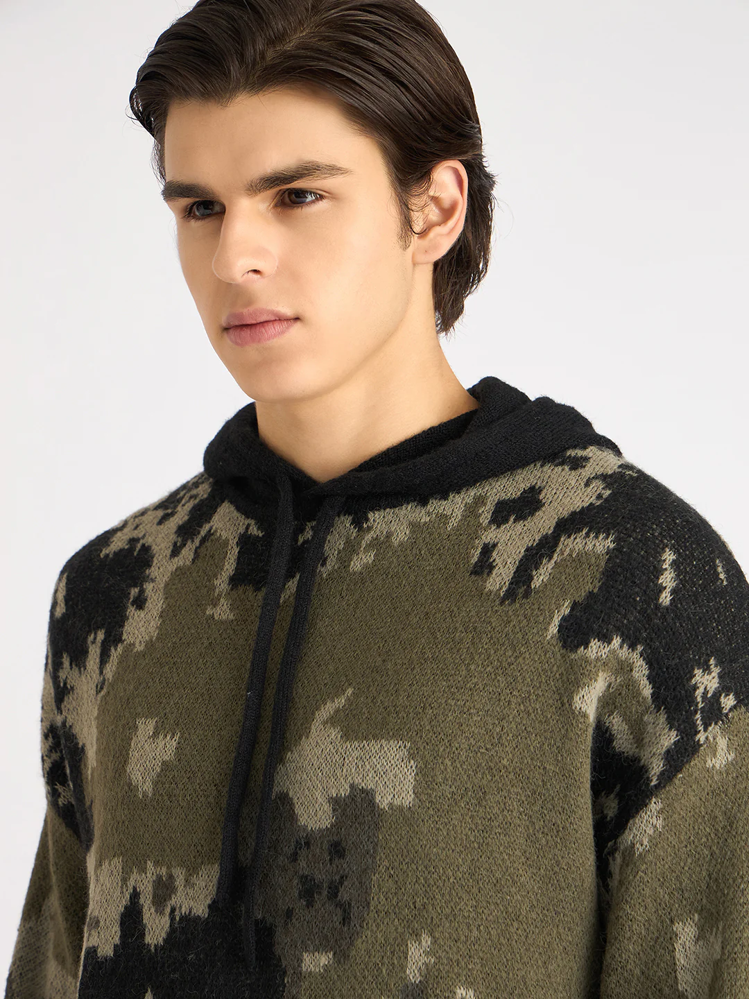 Antony Morato Men Green Printed Hooded Full Sleeves Sweater - Image 4
