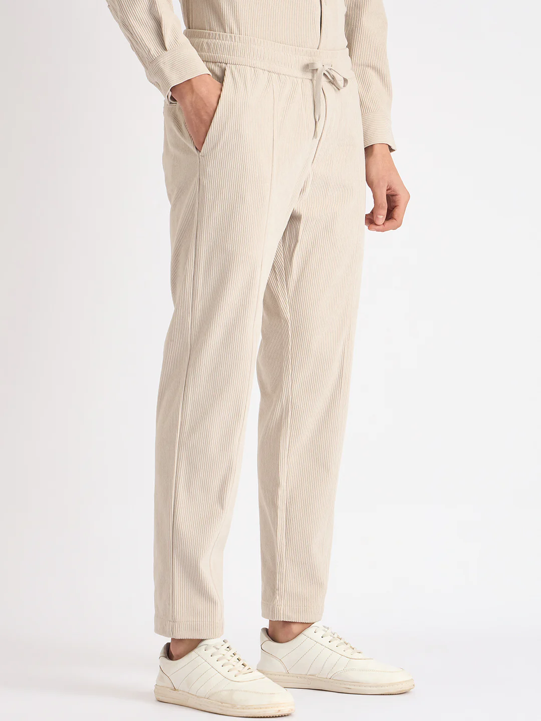 Antony Morato Men Beige Solid Slim Fit Corduroy Trouser - Image 2