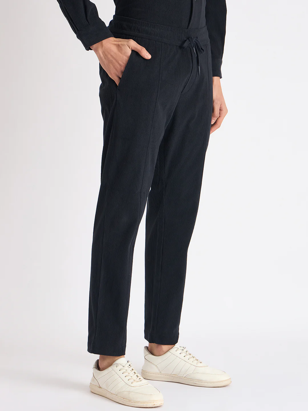 Antony Morato Men Blue Solid Slim Fit Corduroy Trouser - Image 2