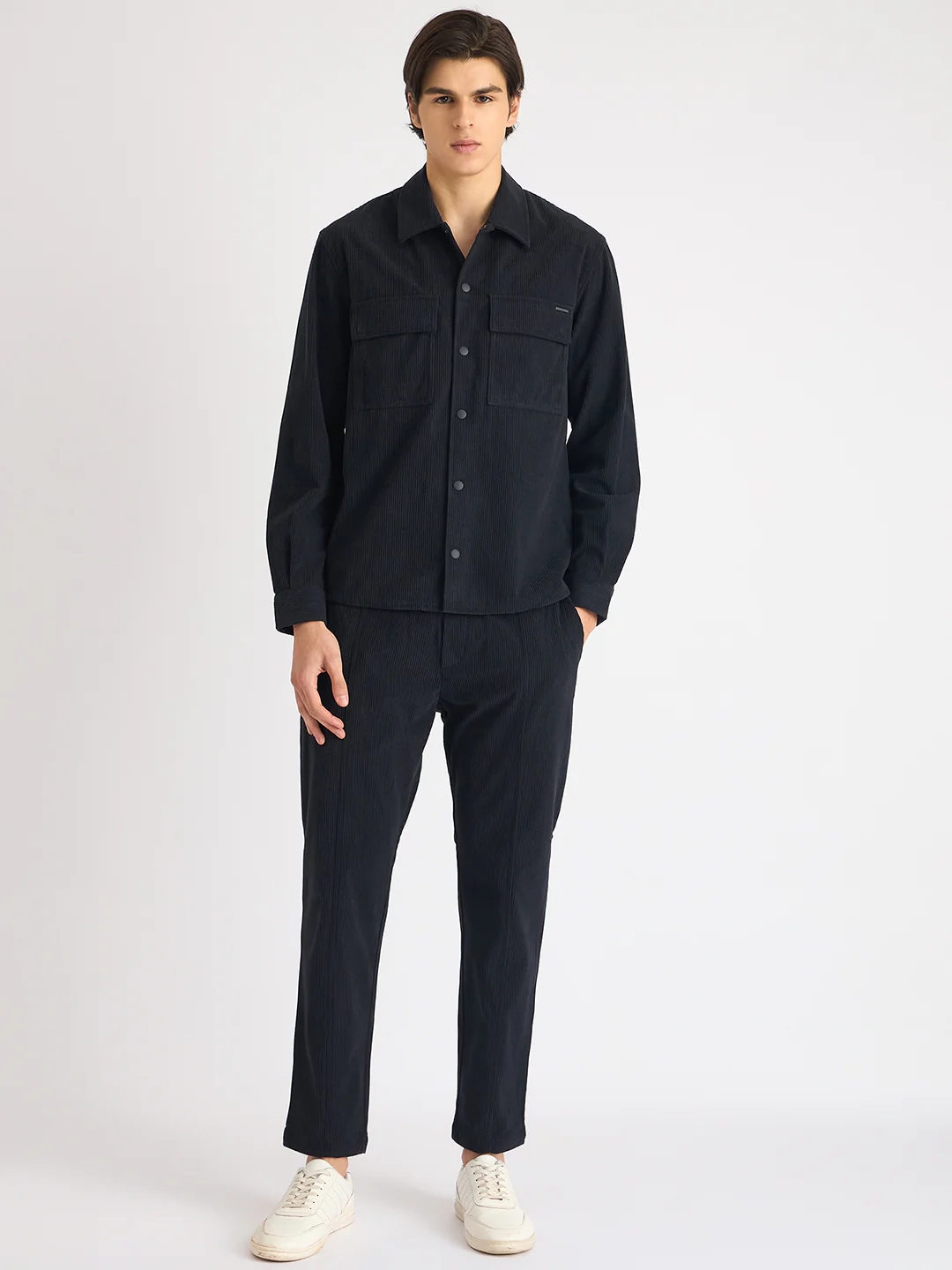 Antony Morato Men Blue Solid Slim Fit Corduroy Trouser - Image 4