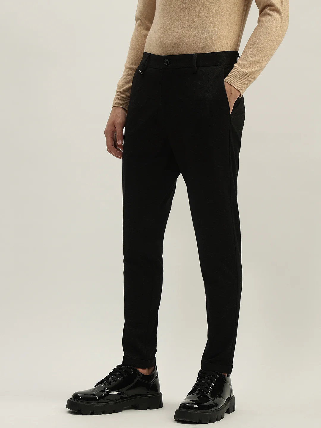 Antony Morato Men Solid Mid-Rise Flat-Front Trouser - Image 4