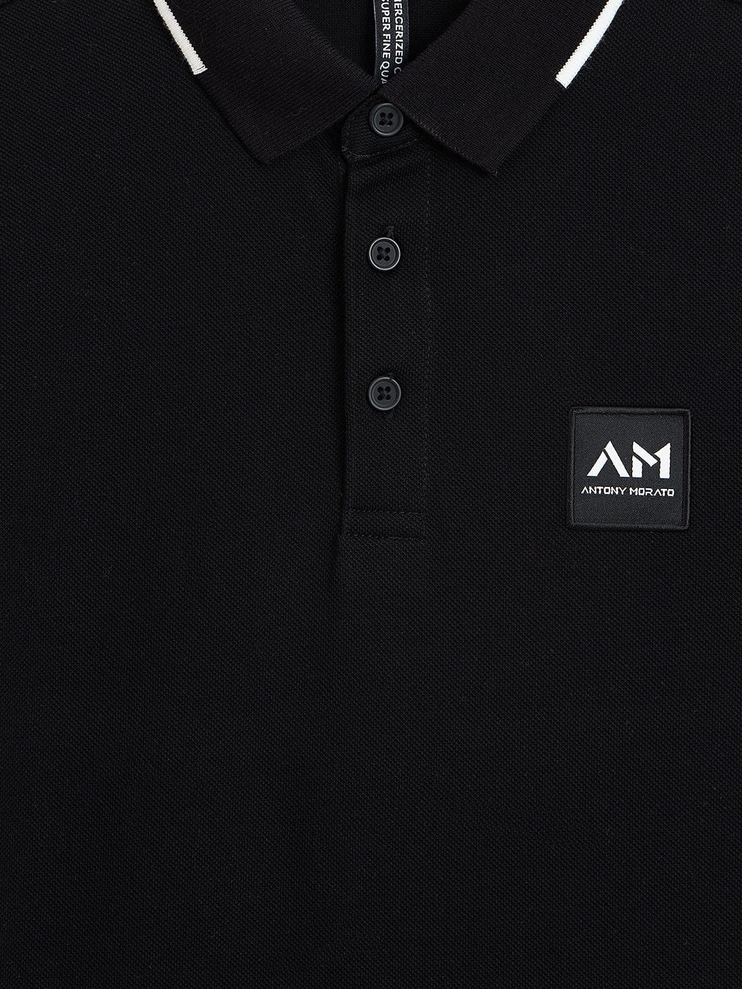 Antony Morato Boys Black Solid Polo Tshirt - Image 3