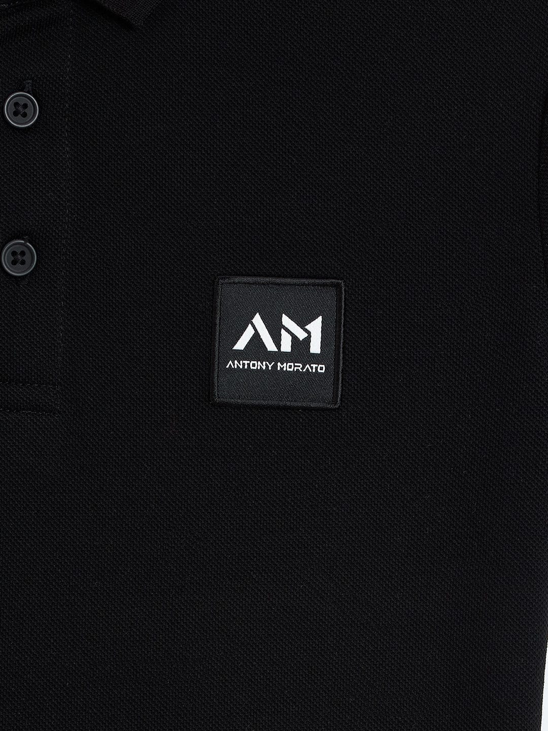 Antony Morato Boys Black Solid Polo Tshirt - Image 4