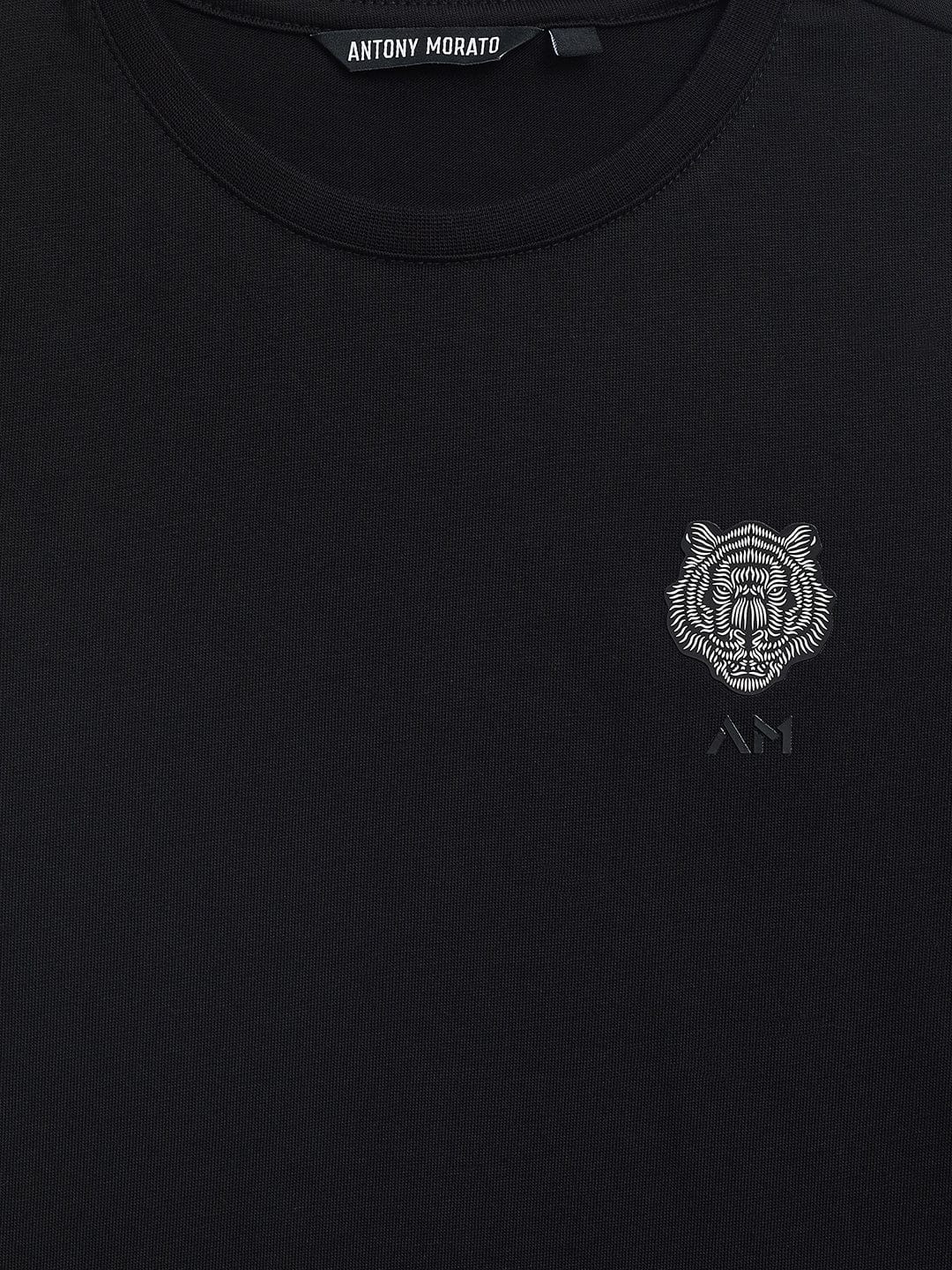 Antony Morato Boys Black Solid Crew Neck TShirt - Image 3