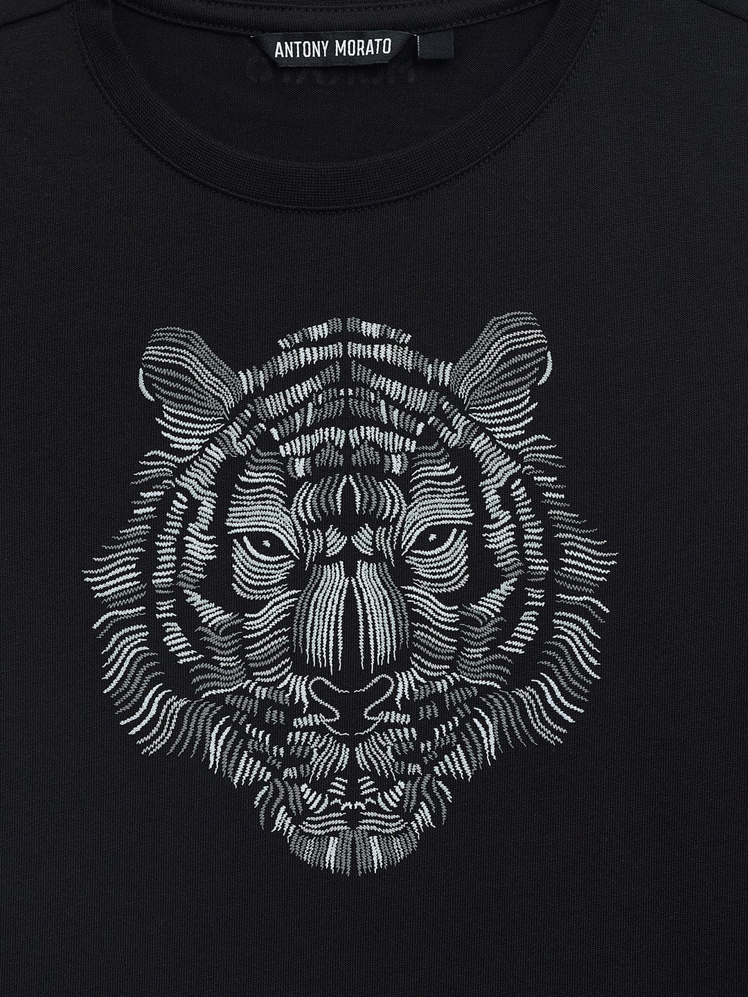 Antony Morato Boys Black Placement Print Crew Neck TShirt - Image 3