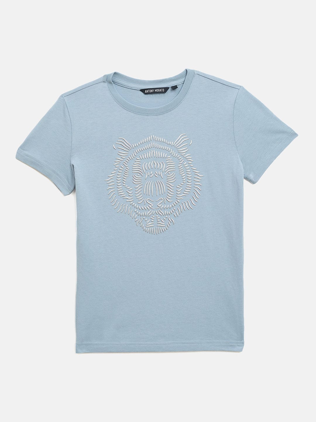 Antony Morato Boys Blue Placement Print Crew Neck TShirt
