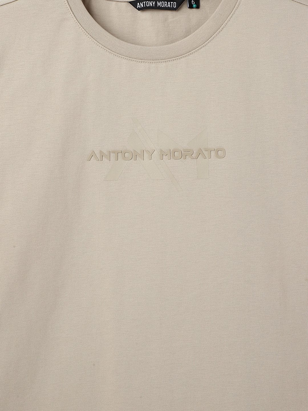 Antony Morato Boys Beige Placement Print Crew Neck TShirt - Image 3