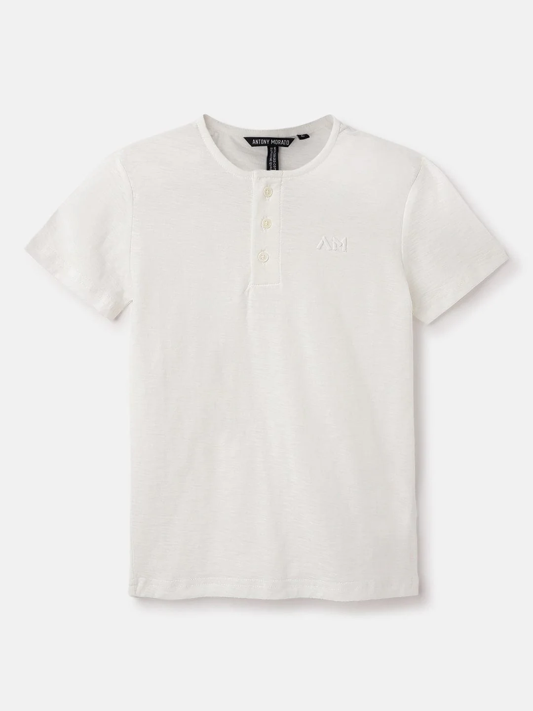 Antony Morato Boys Cream Solid Crew Neck TShirt