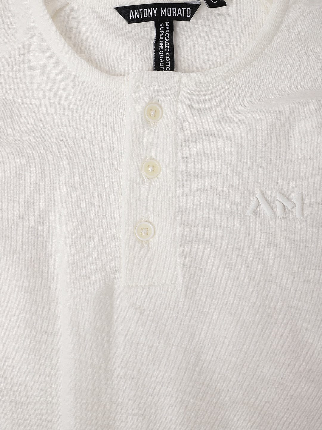 Antony Morato Boys Cream Solid Crew Neck TShirt - Image 3