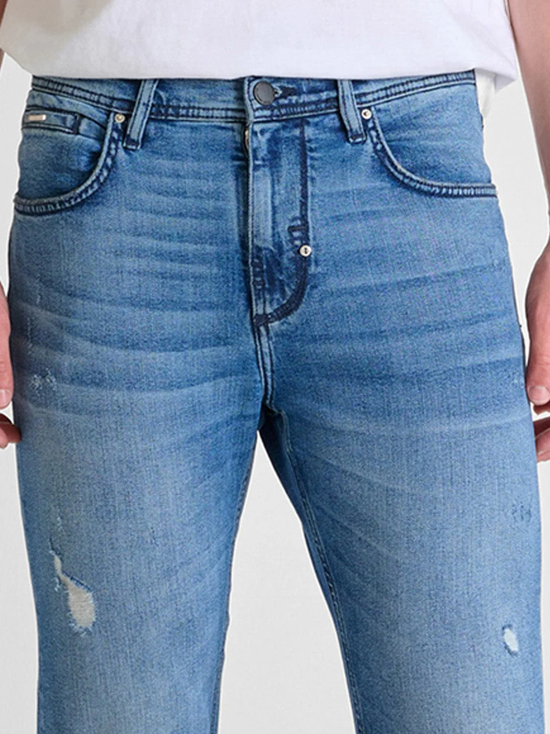 Antony Morato Men Blue Skinny Fit Washed Jeans - Image 3