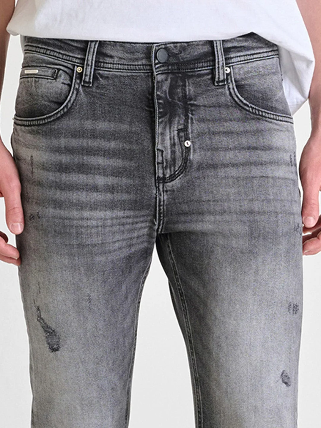 Antony Morato Men Black Skinny Fit Washed Jeans - Image 3