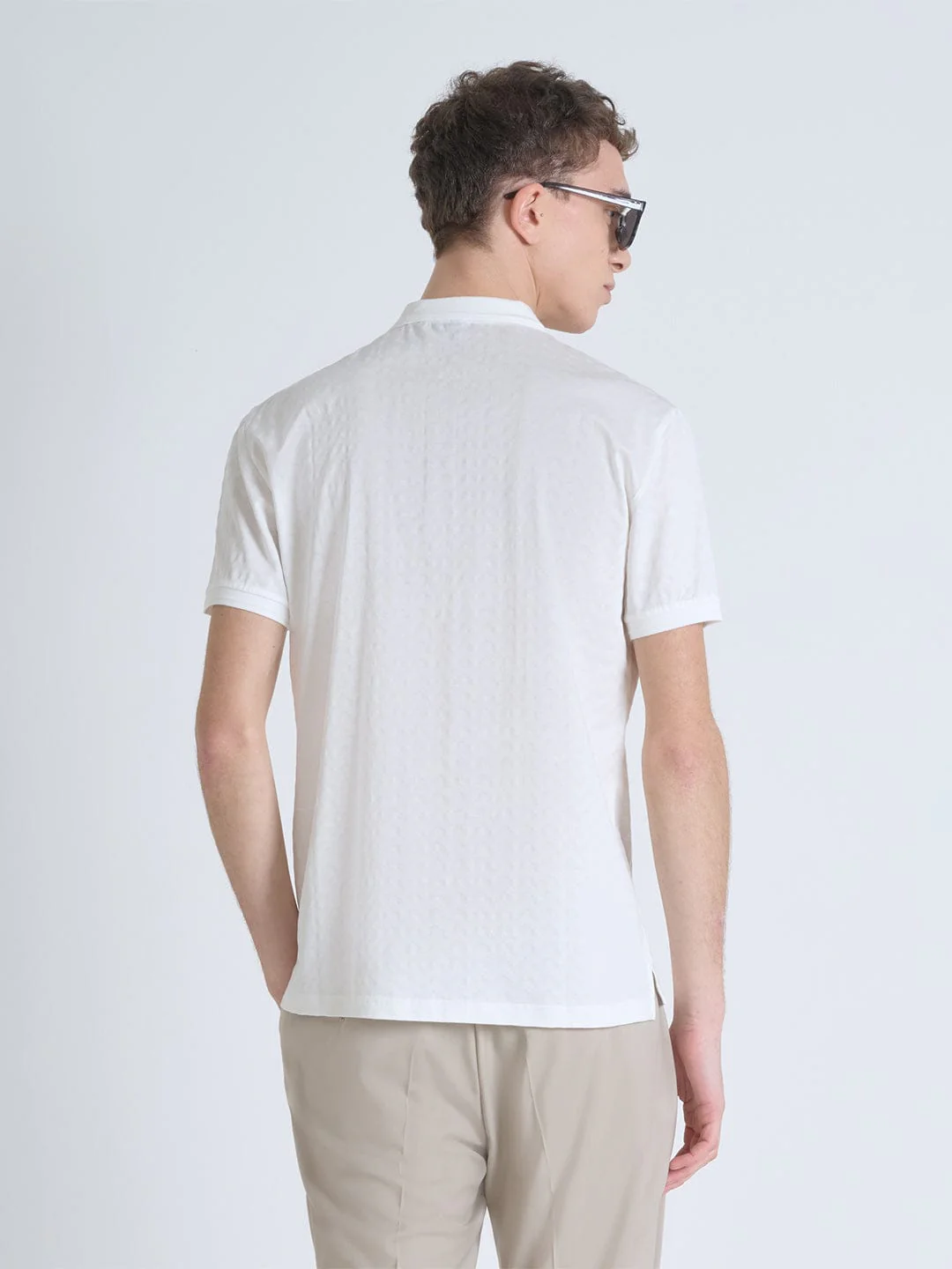 Antony Morato Men Cream Solid Polo Tshirt - Image 2