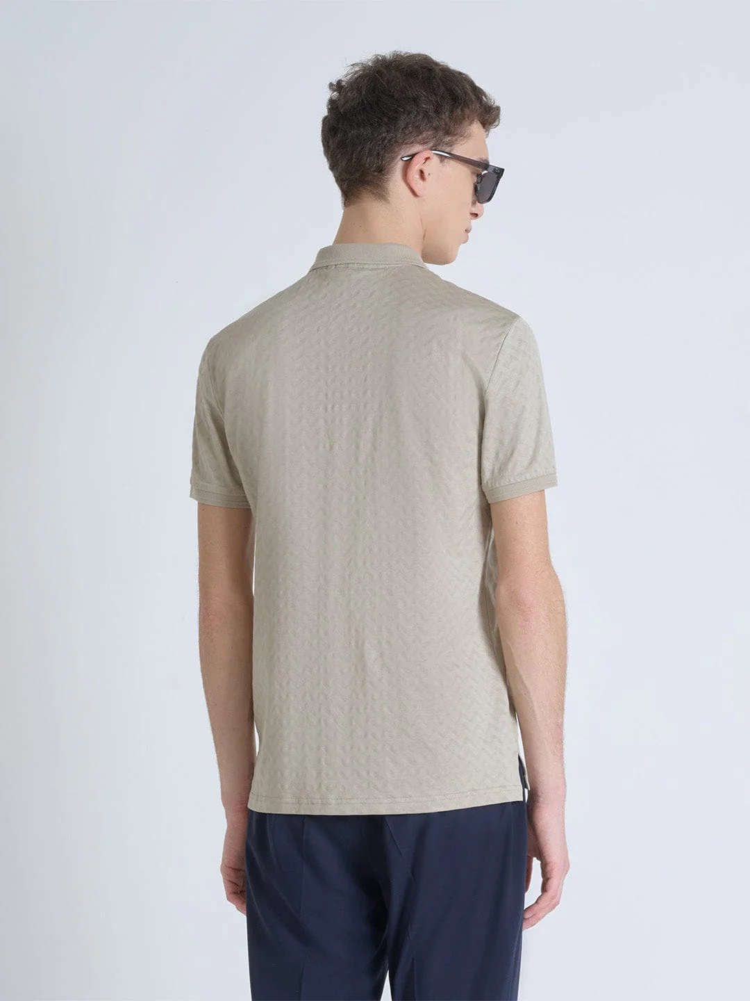 Antony Morato Men Beige Solid Polo Tshirt - Image 2
