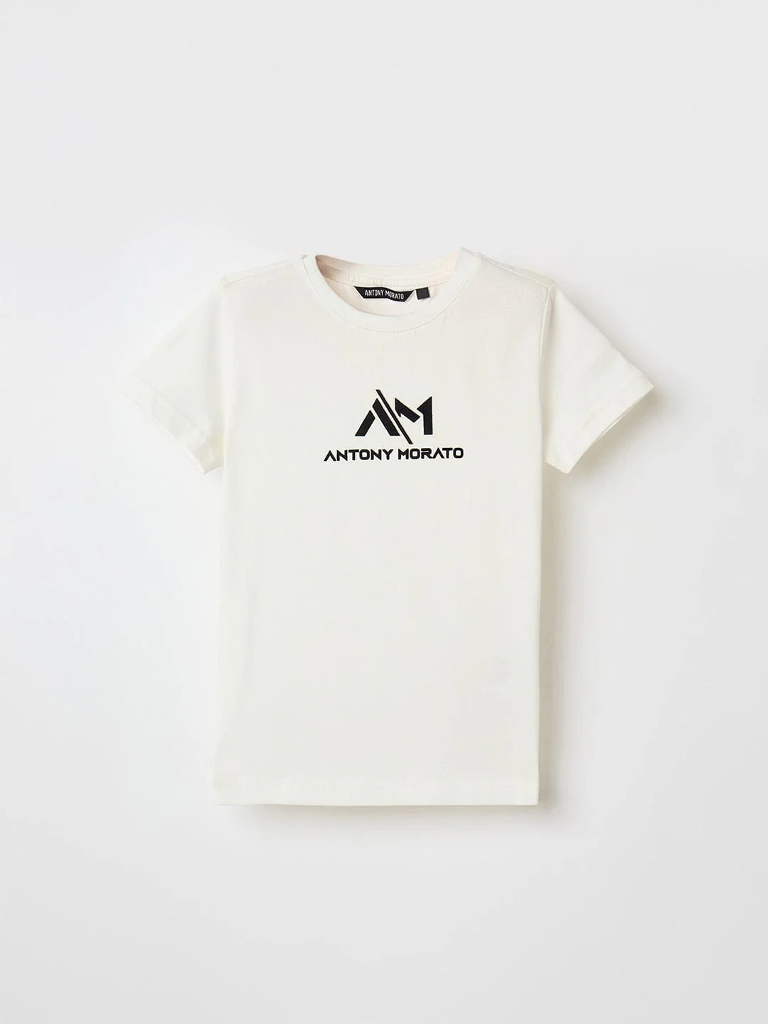 Antony Morato Boys Cream Placement Print Crew Neck Tshirt