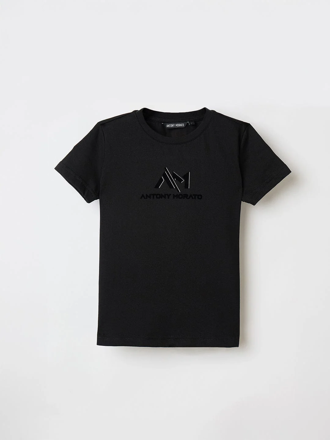 Antony Morato Boys Black Placement Print Crew Neck Tshirt
