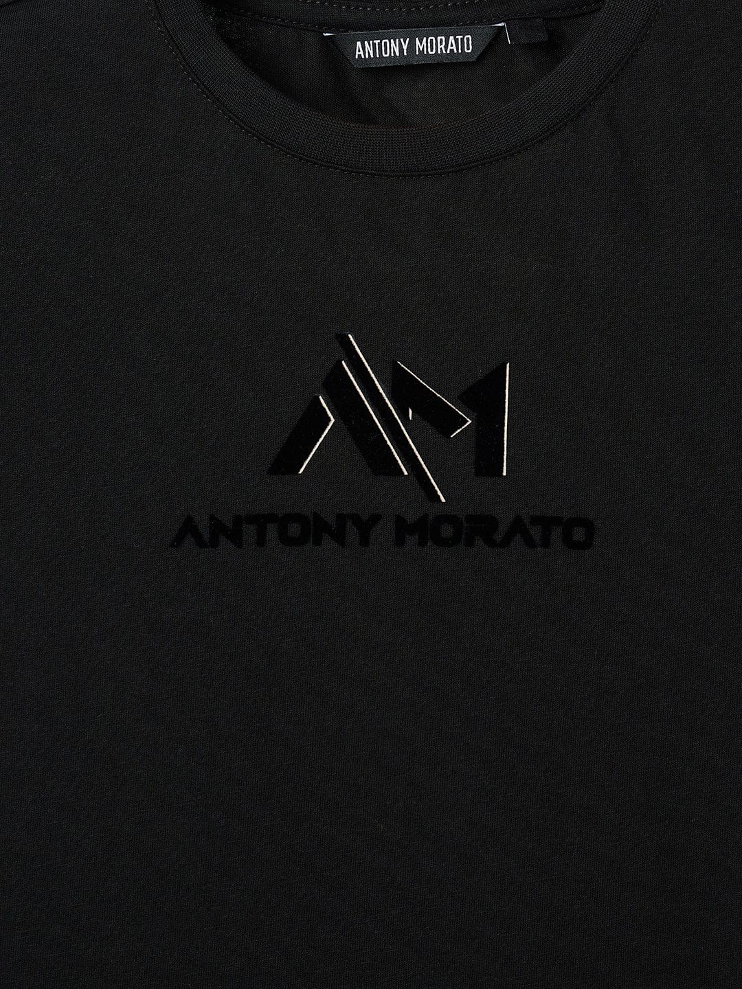 Antony Morato Boys Black Placement Print Crew Neck Tshirt - Image 3