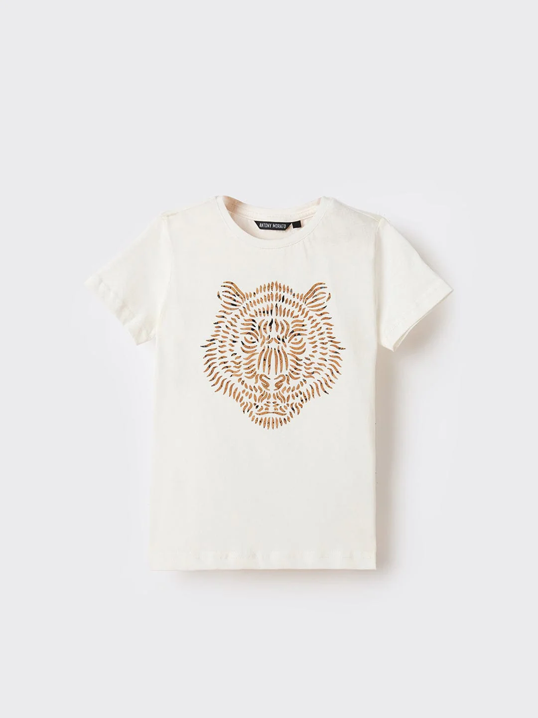 Antony Morato Boys Cream Placement Print Crew Neck Tshirt