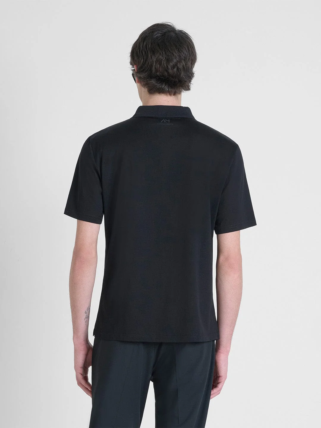 Antony Morato Men Black Solid Polo Tshirt - Image 2