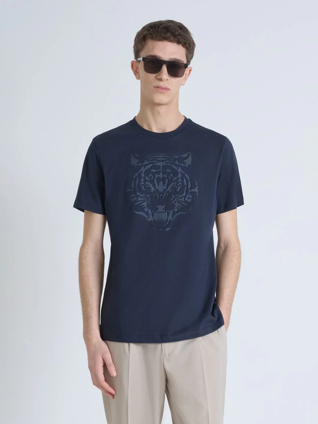 Antony Morato Men Blue Placement Print Round Neck TShirt