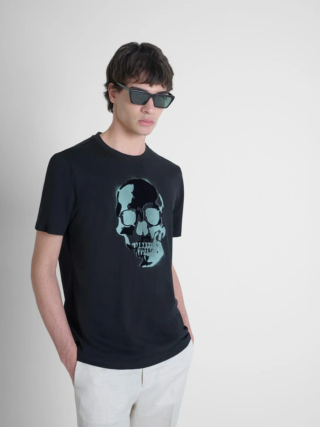 Antony Morato Men Black Placement Print Round Neck Tshirt - Image 3