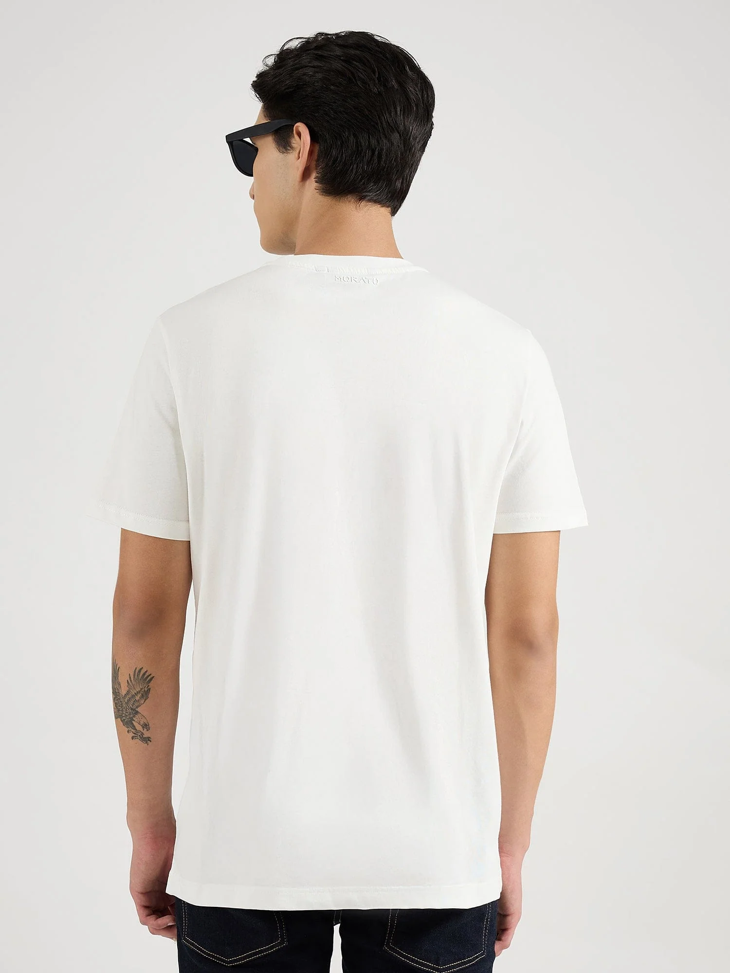 Antony Morato Men Cream Placement Print Round Neck Tshirt - Image 4