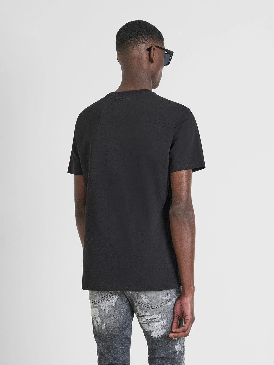 Antony Morato Men Black Placement Print Round Neck Tshirt - Image 2