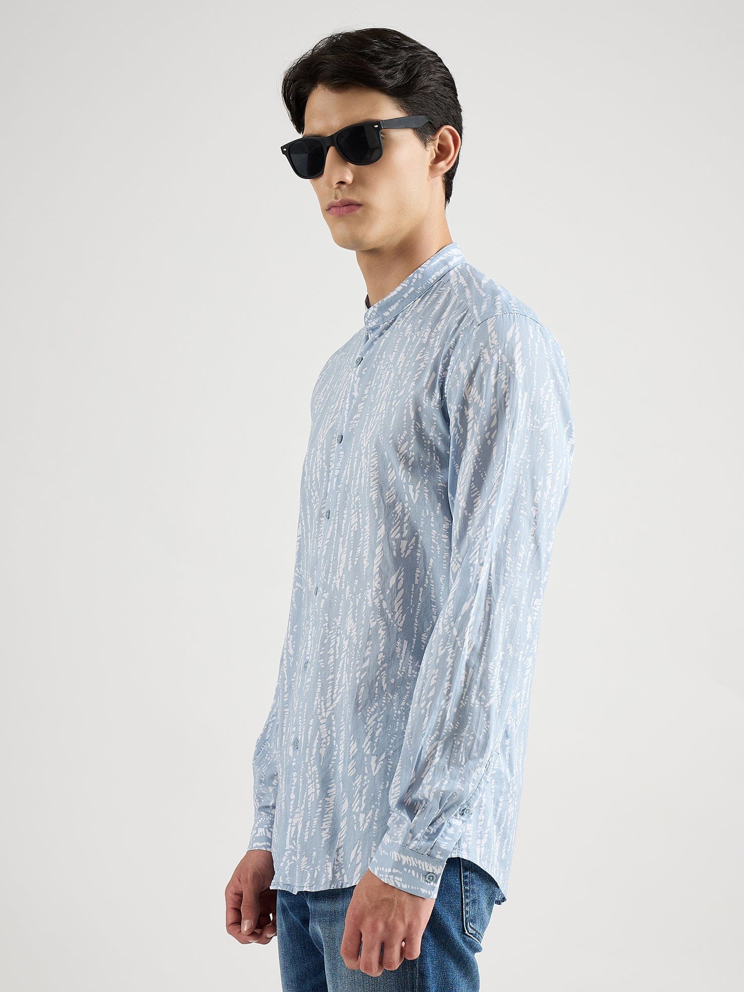 Antony Morato Men Blue Printed Mandarin Collar Shirt - Image 2