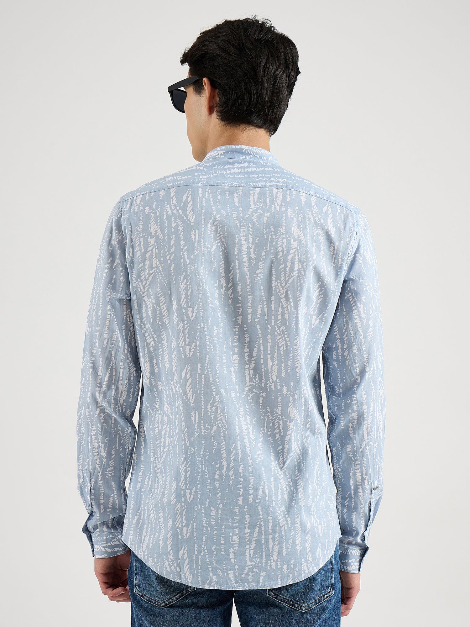 Antony Morato Men Blue Printed Mandarin Collar Shirt - Image 4