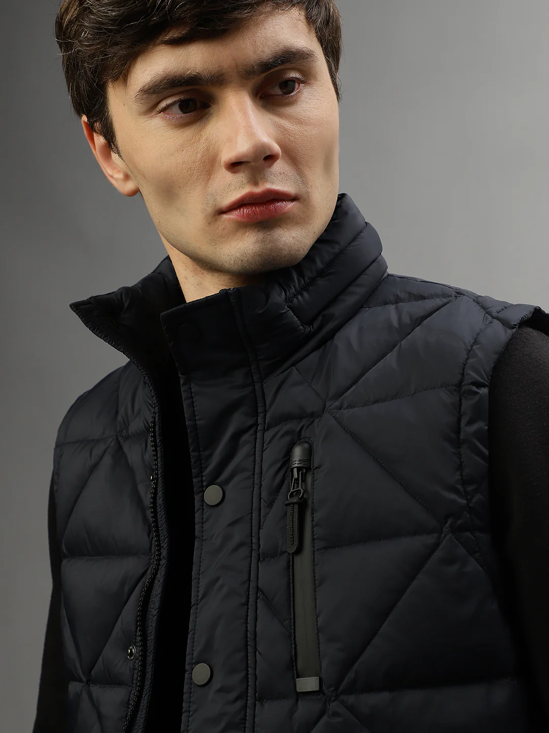 Antony Morato Men Solid Sleeveless High Neck Jacket - Image 7