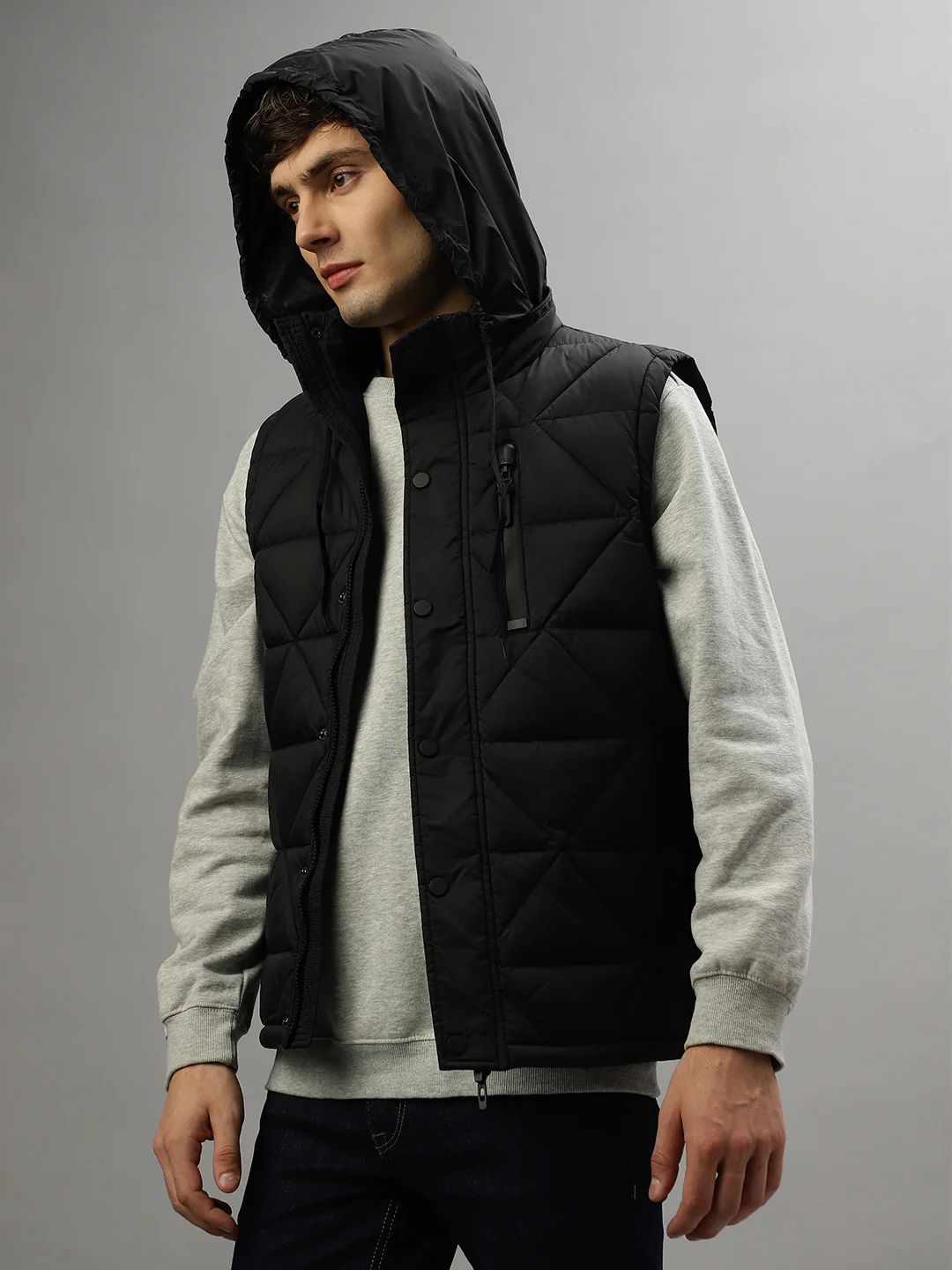 Antony Morato Men Solid Sleeveless Hooded Jacket - Image 3