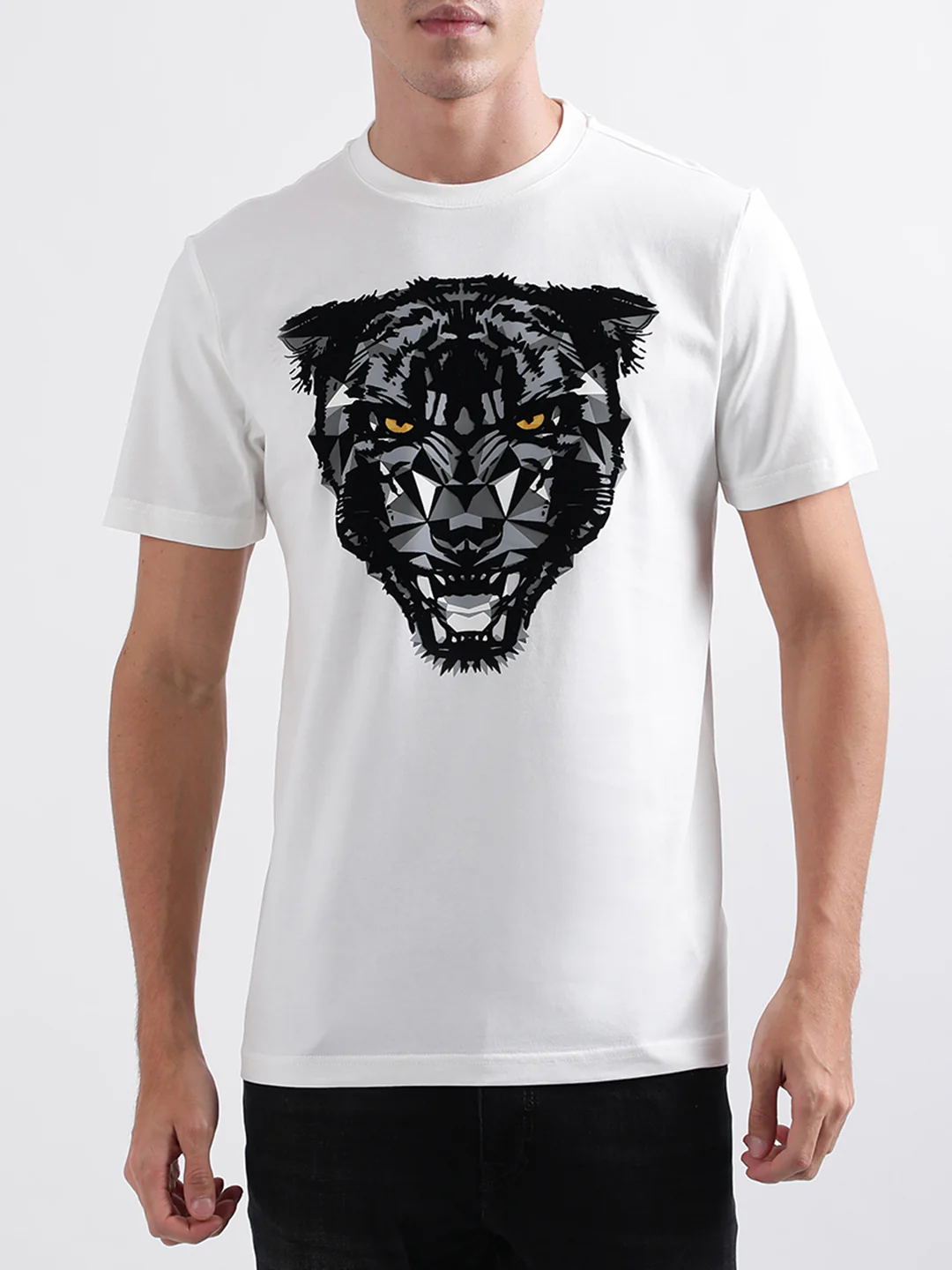 Antony Morato White Animal Print Regular Fit Tshirt
