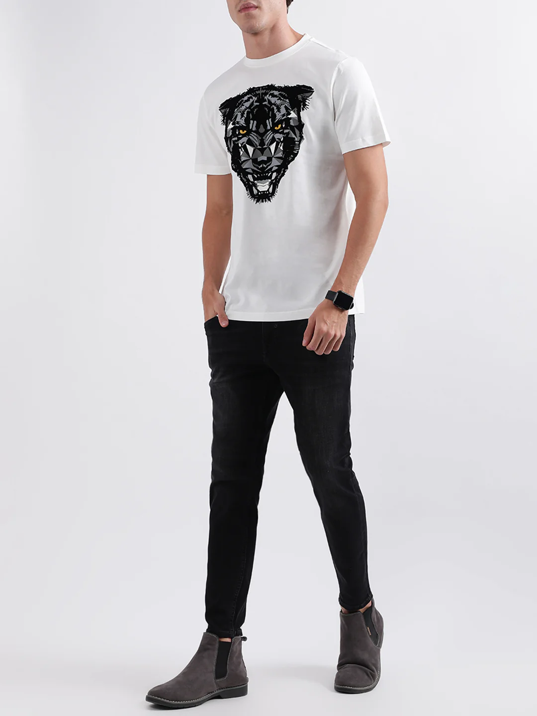Antony Morato White Animal Print Regular Fit Tshirt - Image 4
