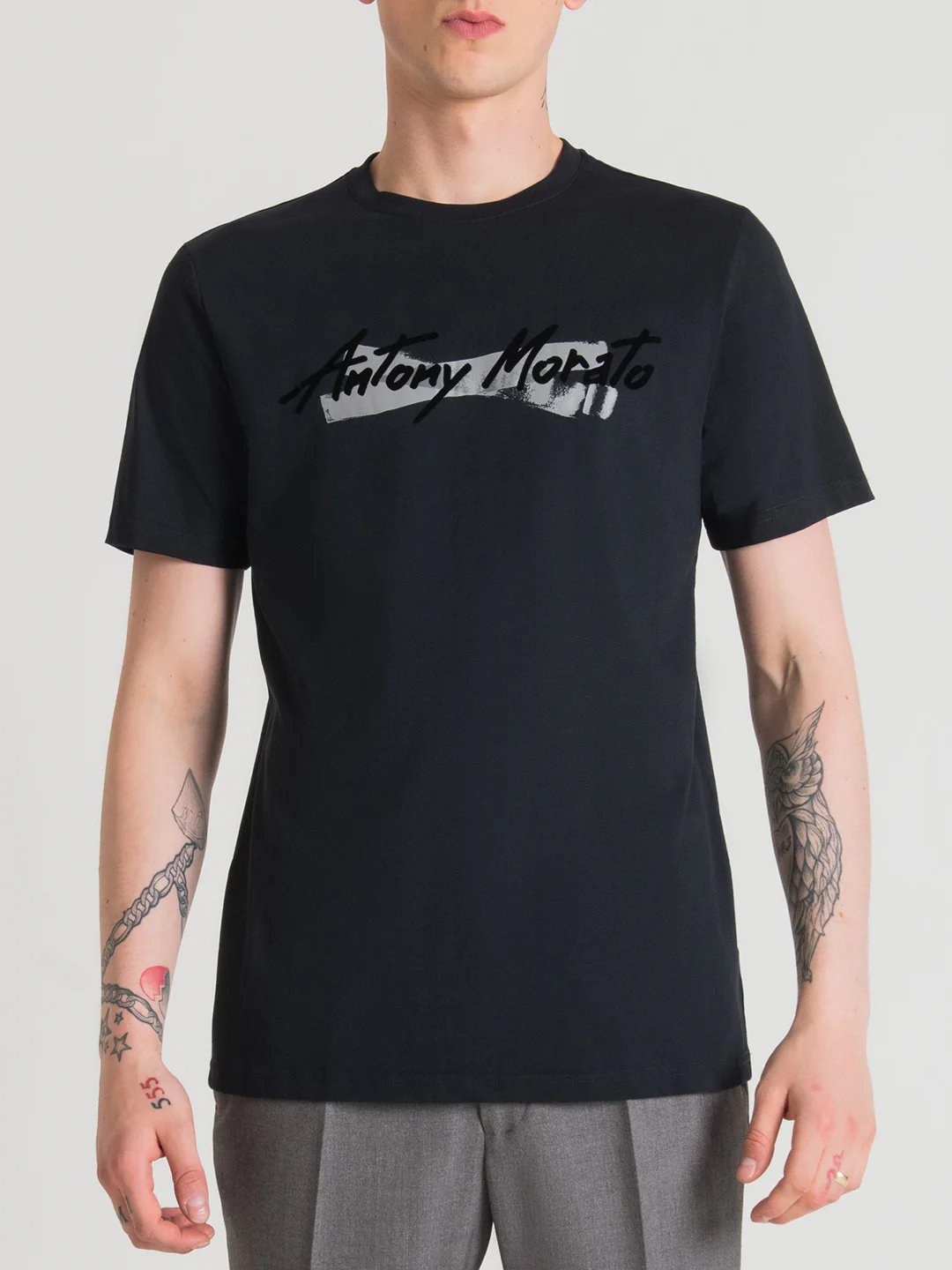 Antony Morato Black Fashion Printed Regular Fit Tshirt