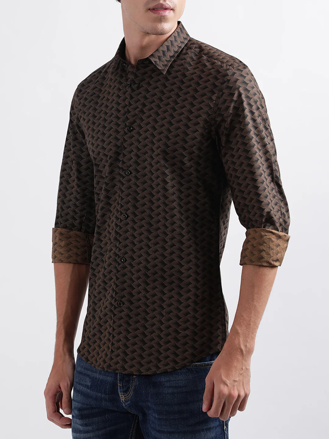 Antony Morato Beige Printed Slim Fit Shirt - Image 2