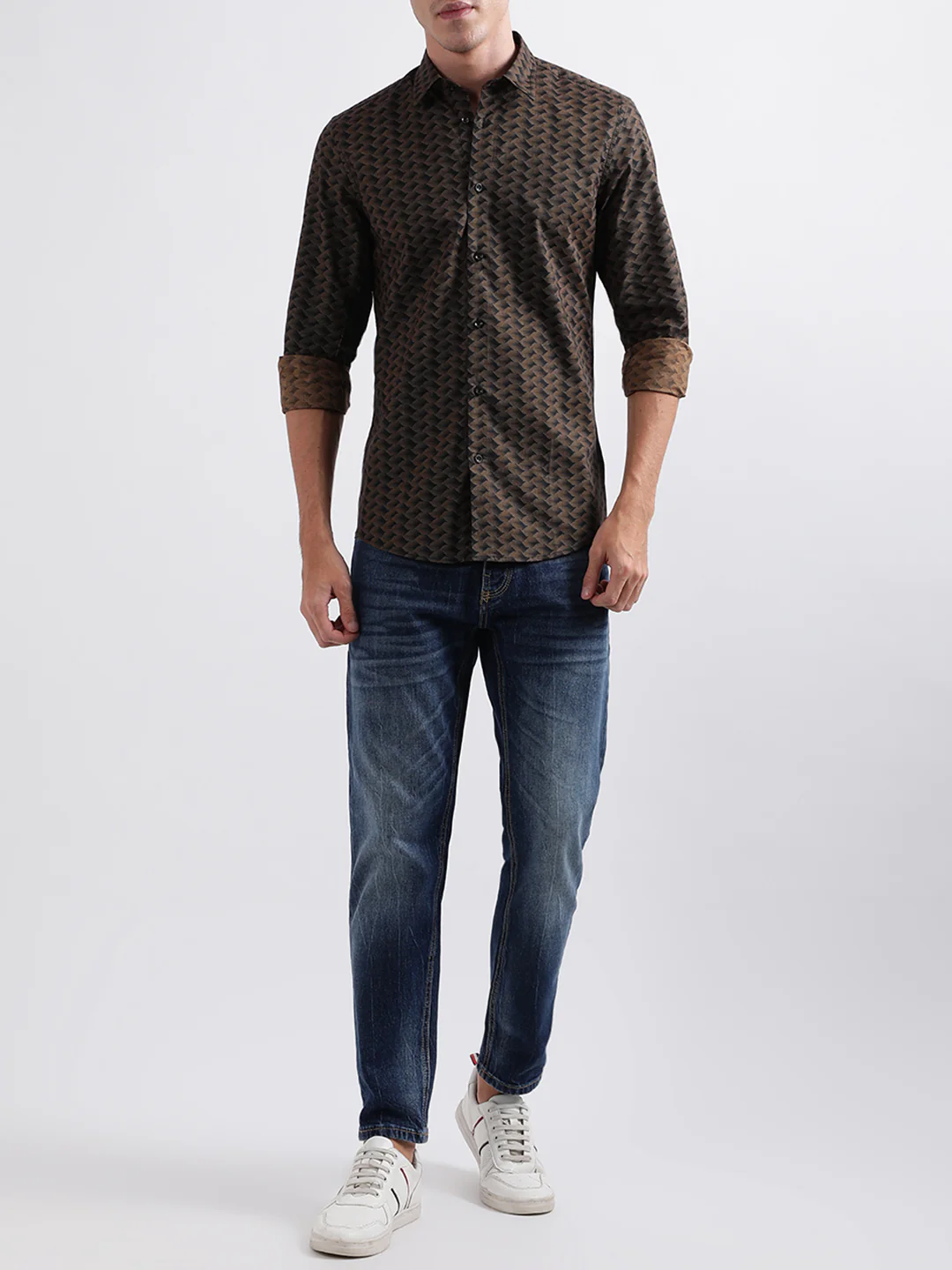 Antony Morato Beige Printed Slim Fit Shirt - Image 4