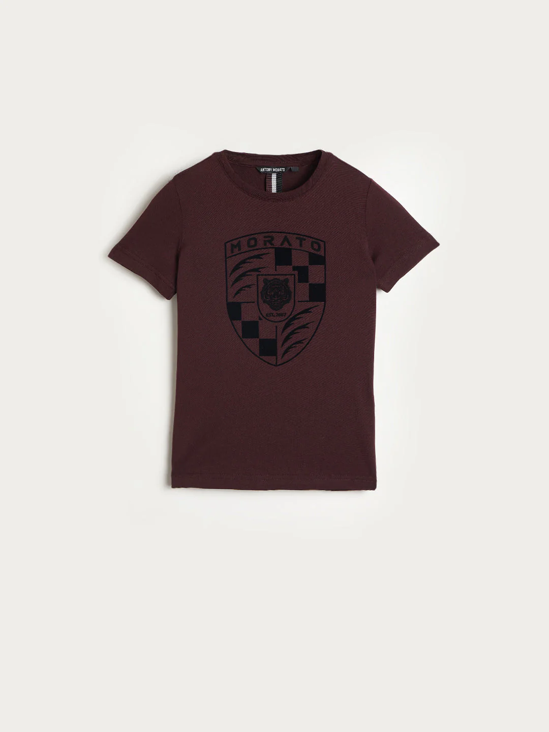 Antony Morato Boys Maroon Graphic Print Regular Fit Pure Cotton T-Shirt