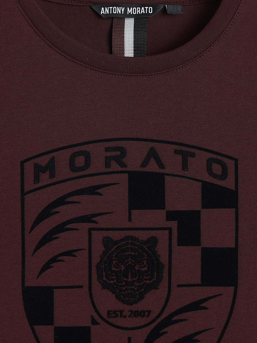 Antony Morato Boys Maroon Graphic Print Regular Fit Pure Cotton T-Shirt - Image 3