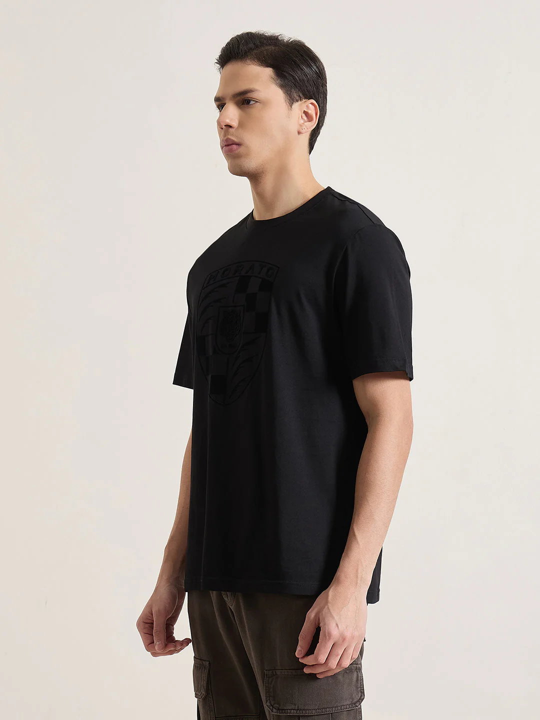 Antony Morato Men Black Printed Relaxed Fit Pure Cotton T-Shirt - Image 3