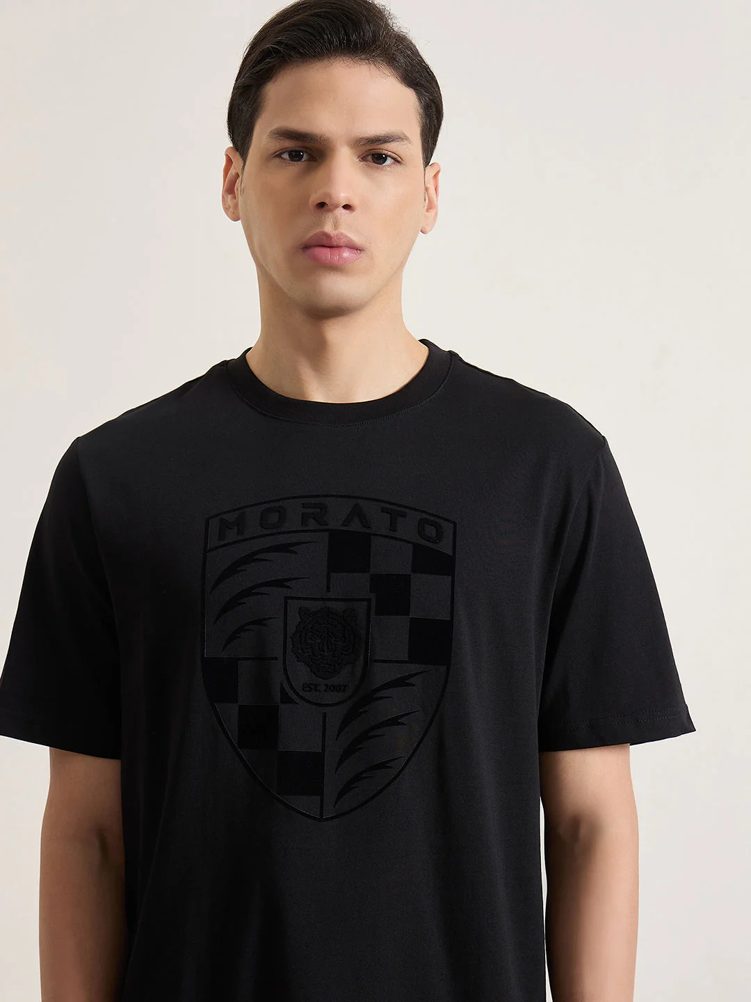 Antony Morato Men Black Printed Relaxed Fit Pure Cotton T-Shirt - Image 4