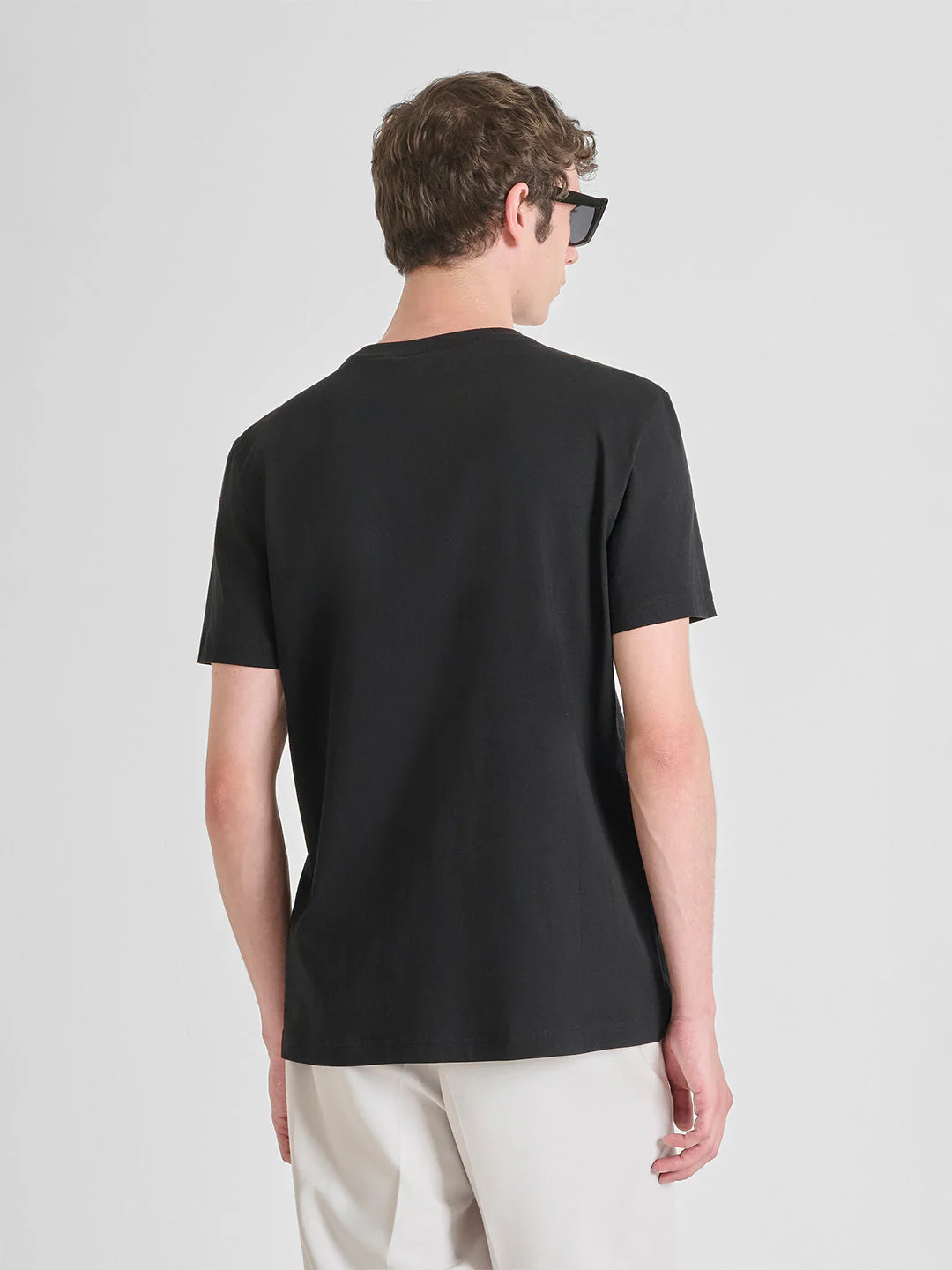 Antony Morato Men Black Embroidered Regular Fit Pure Cotton T-Shirt - Image 2