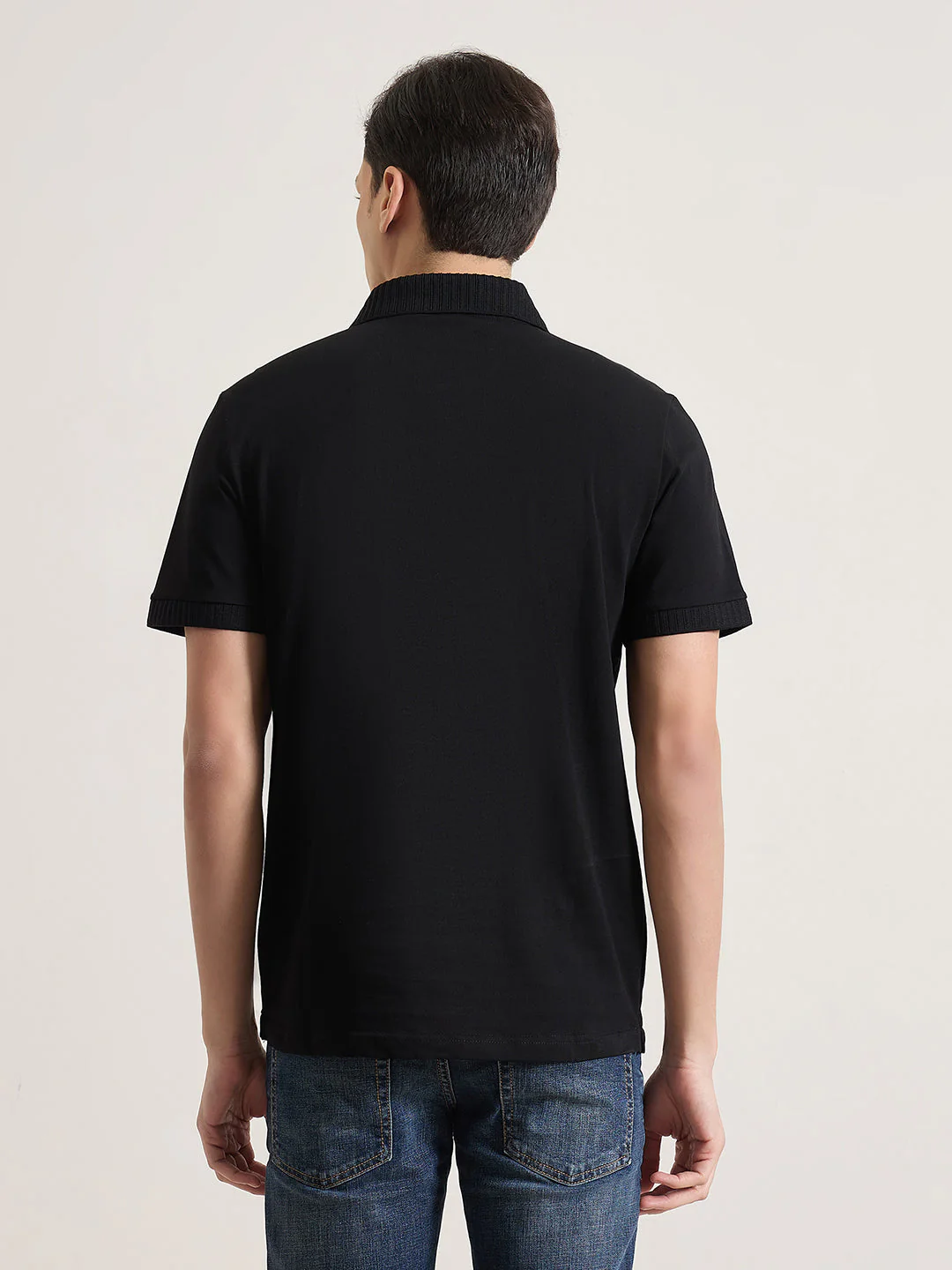 Antony Morato Men Black Solid Regular Fit Pure Cotton Polo T-Shirt - Image 2