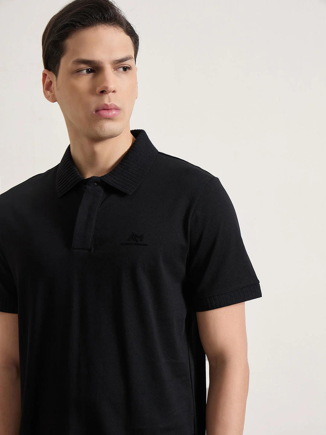 Antony Morato Men Black Solid Regular Fit Pure Cotton Polo T-Shirt - Image 4