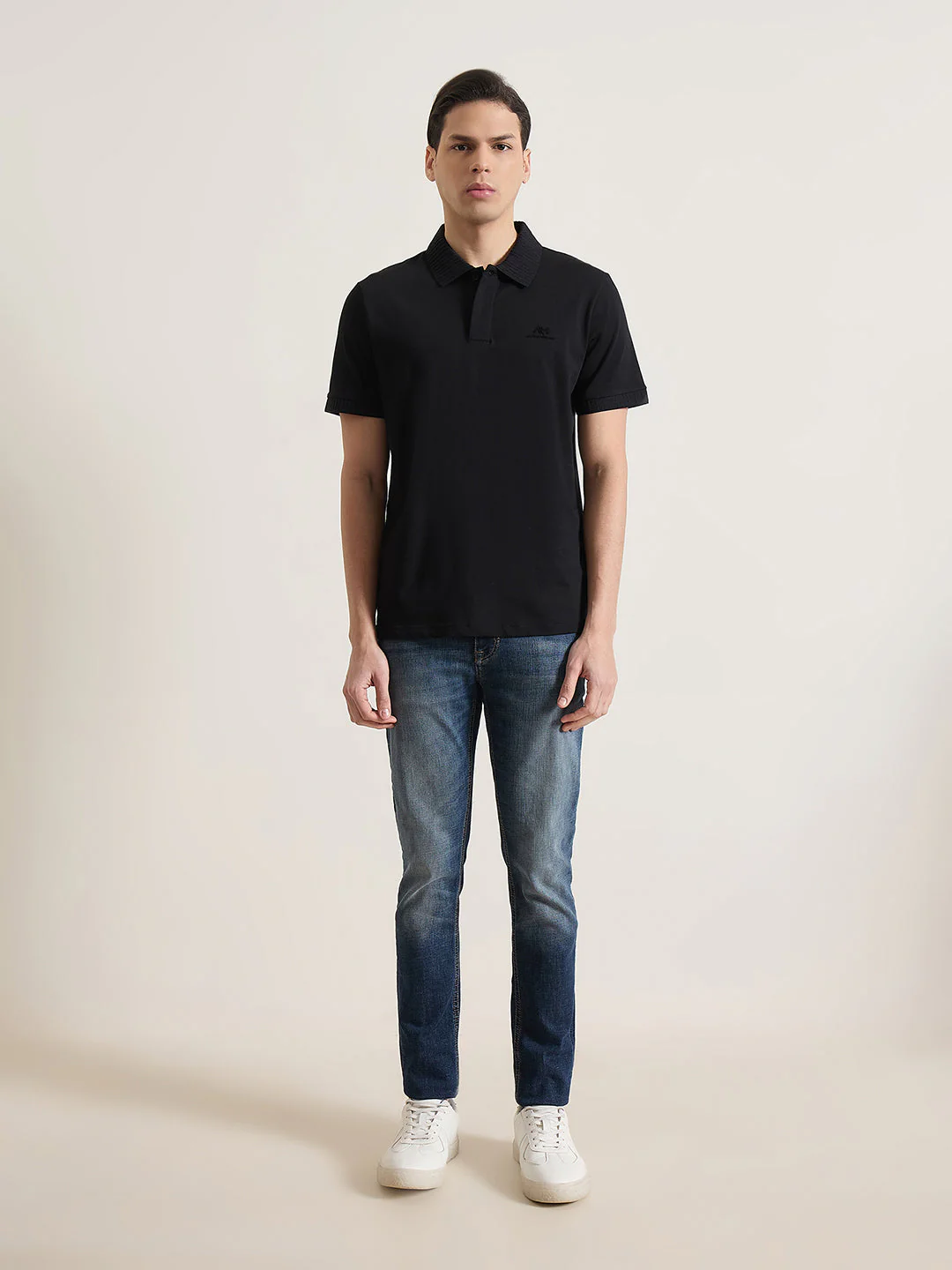 Antony Morato Men Black Solid Regular Fit Pure Cotton Polo T-Shirt - Image 5